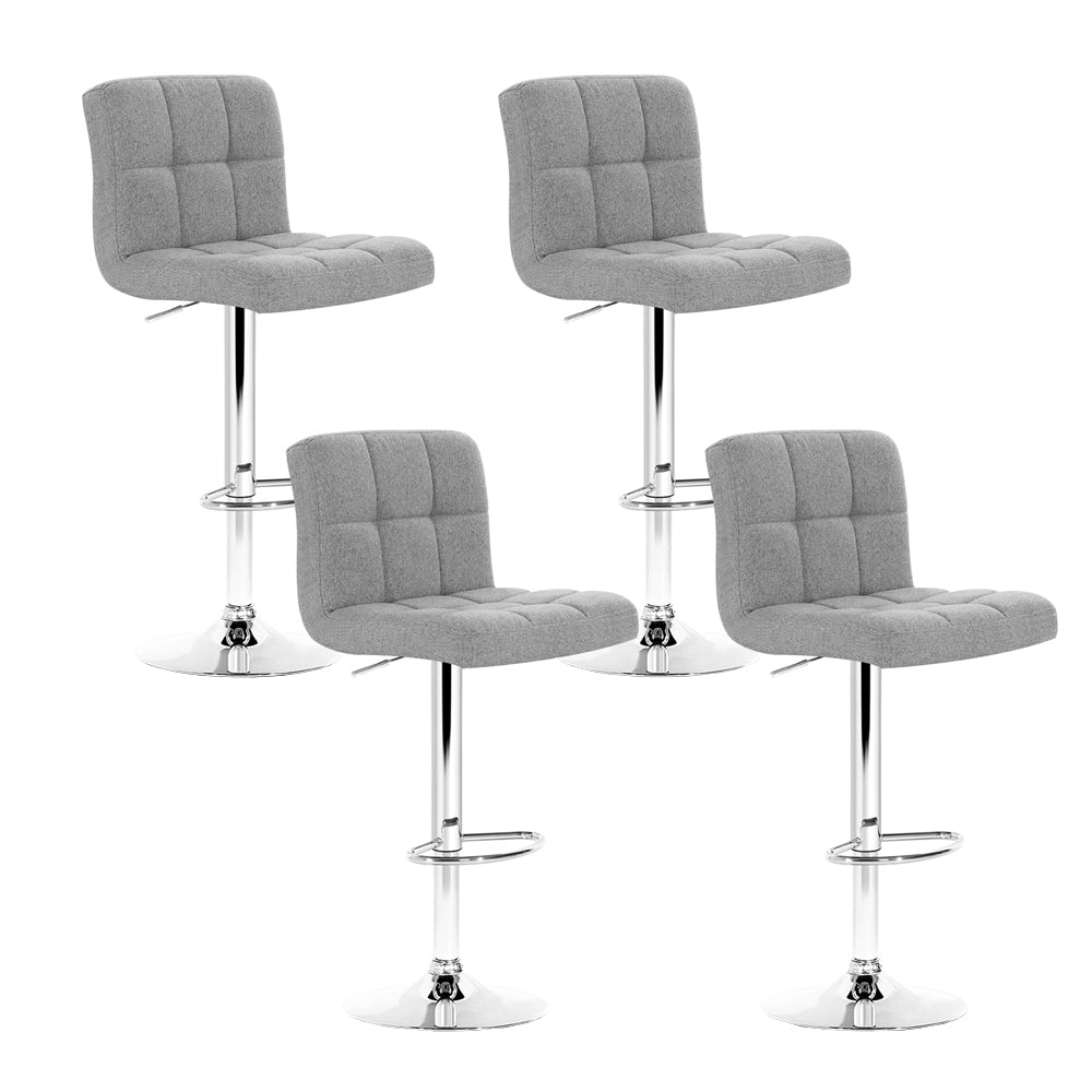 Artiss 4x Bar Stools Leather Gas Lift Grey-0