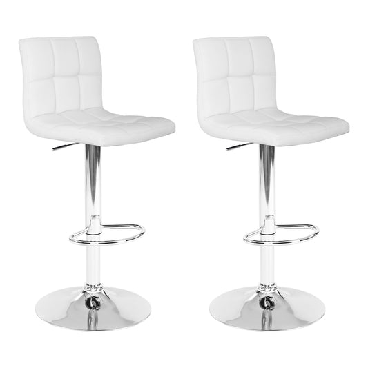 Artiss 2x Bar Stools Leather Gas Lift White-0