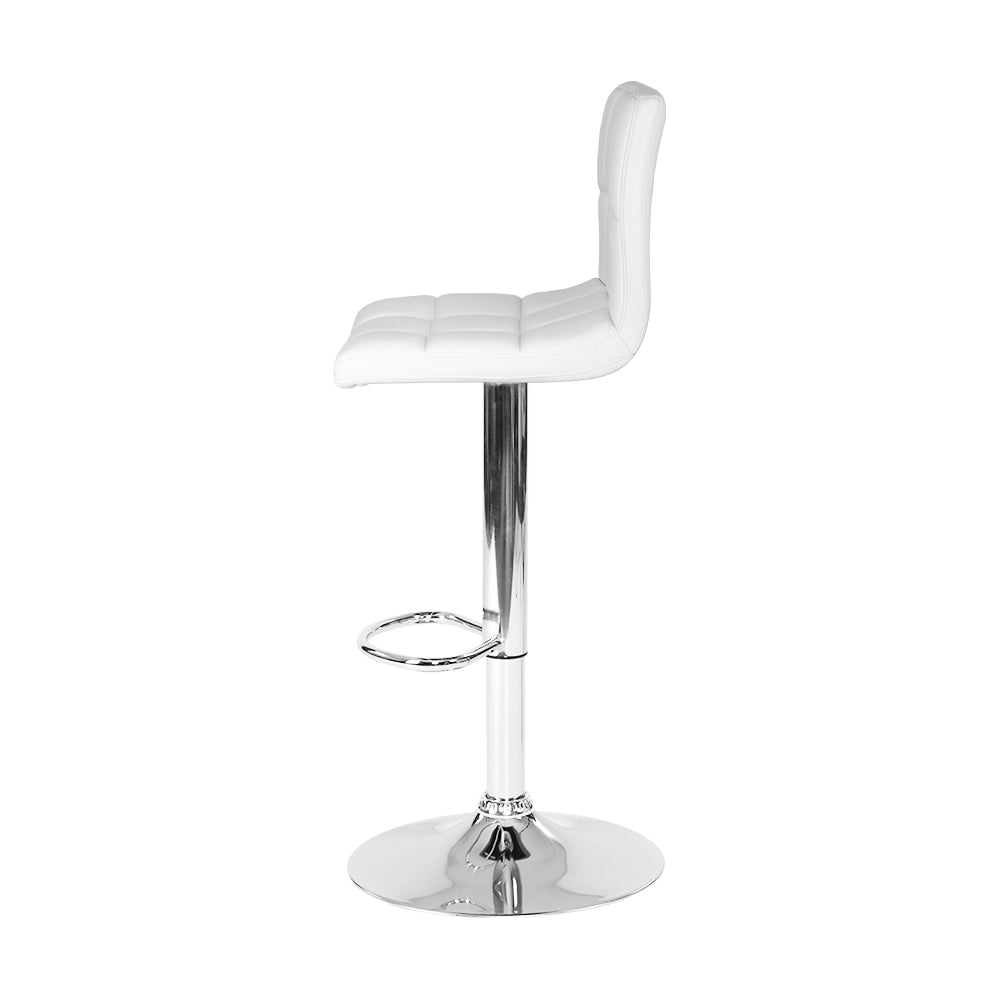 Artiss 2x Bar Stools Leather Gas Lift White-3