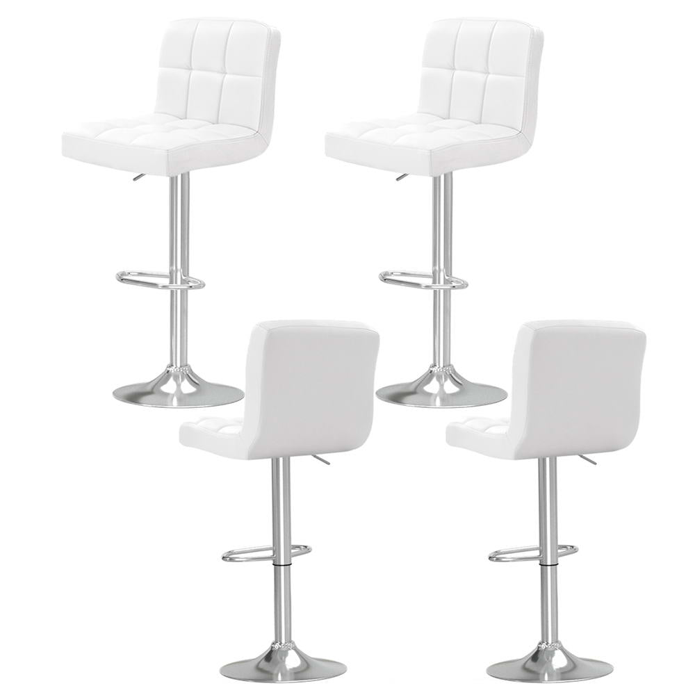 Artiss 4x Bar Stools Leather Gas Lift White-0