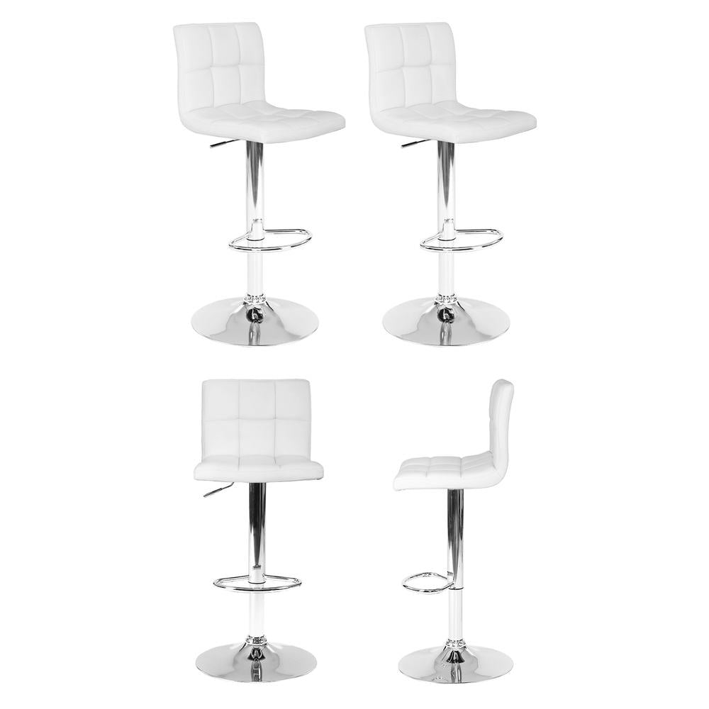 Artiss 4x Bar Stools Leather Gas Lift White-2