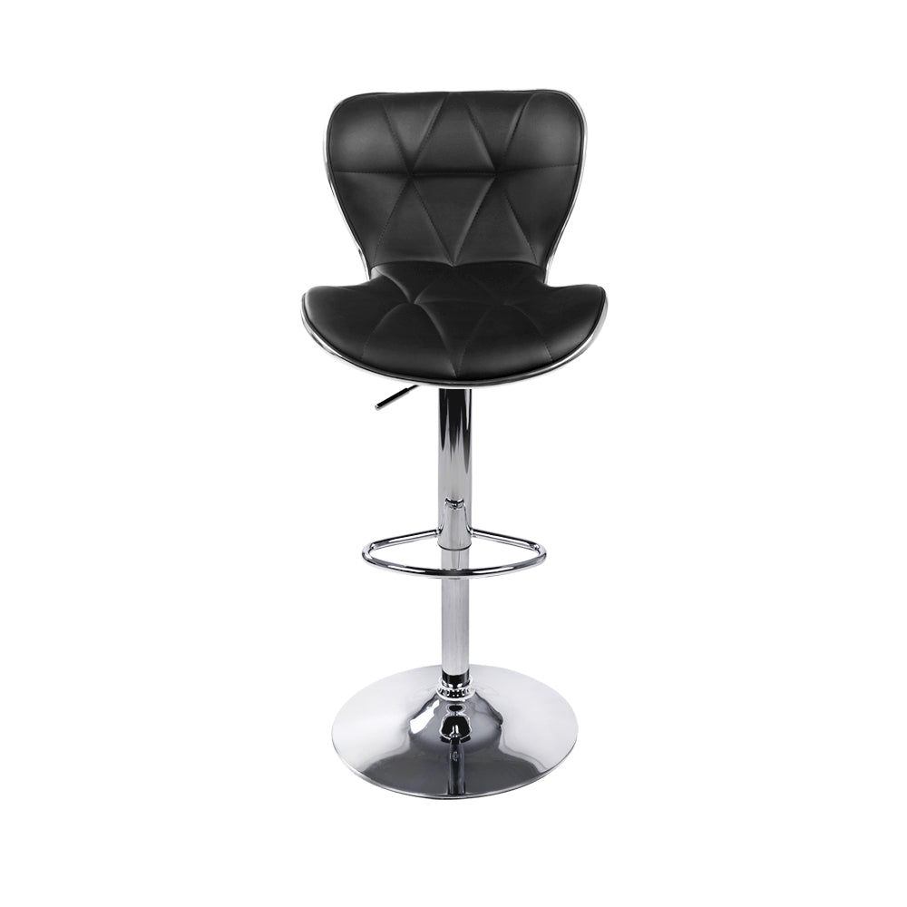 Artiss 2x Bar Stools Gas Lift Leather Seat Black-2