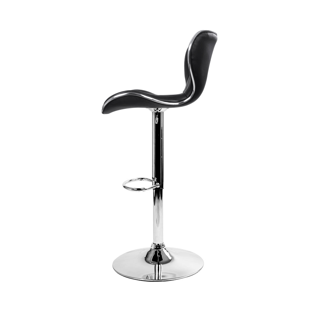 Artiss 2x Bar Stools Gas Lift Leather Seat Black-3