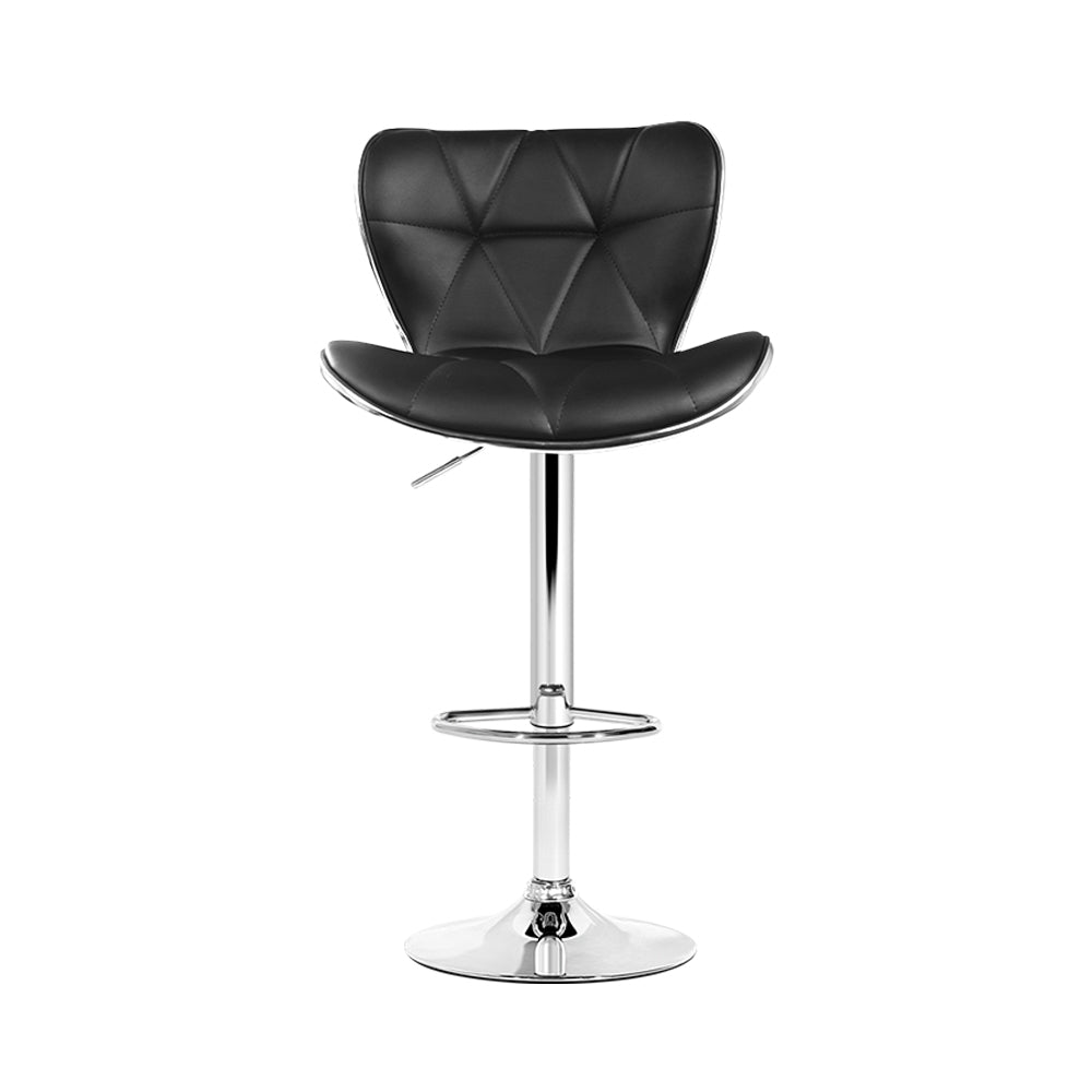 Artiss 4x Bar Stools Gas Lift Leather Seat Black-2