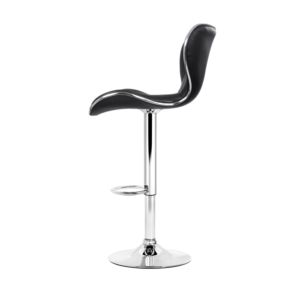 Artiss 4x Bar Stools Gas Lift Leather Seat Black-3