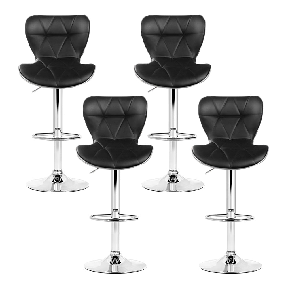 Artiss 4x Bar Stools Gas Lift Leather Seat Black-3
