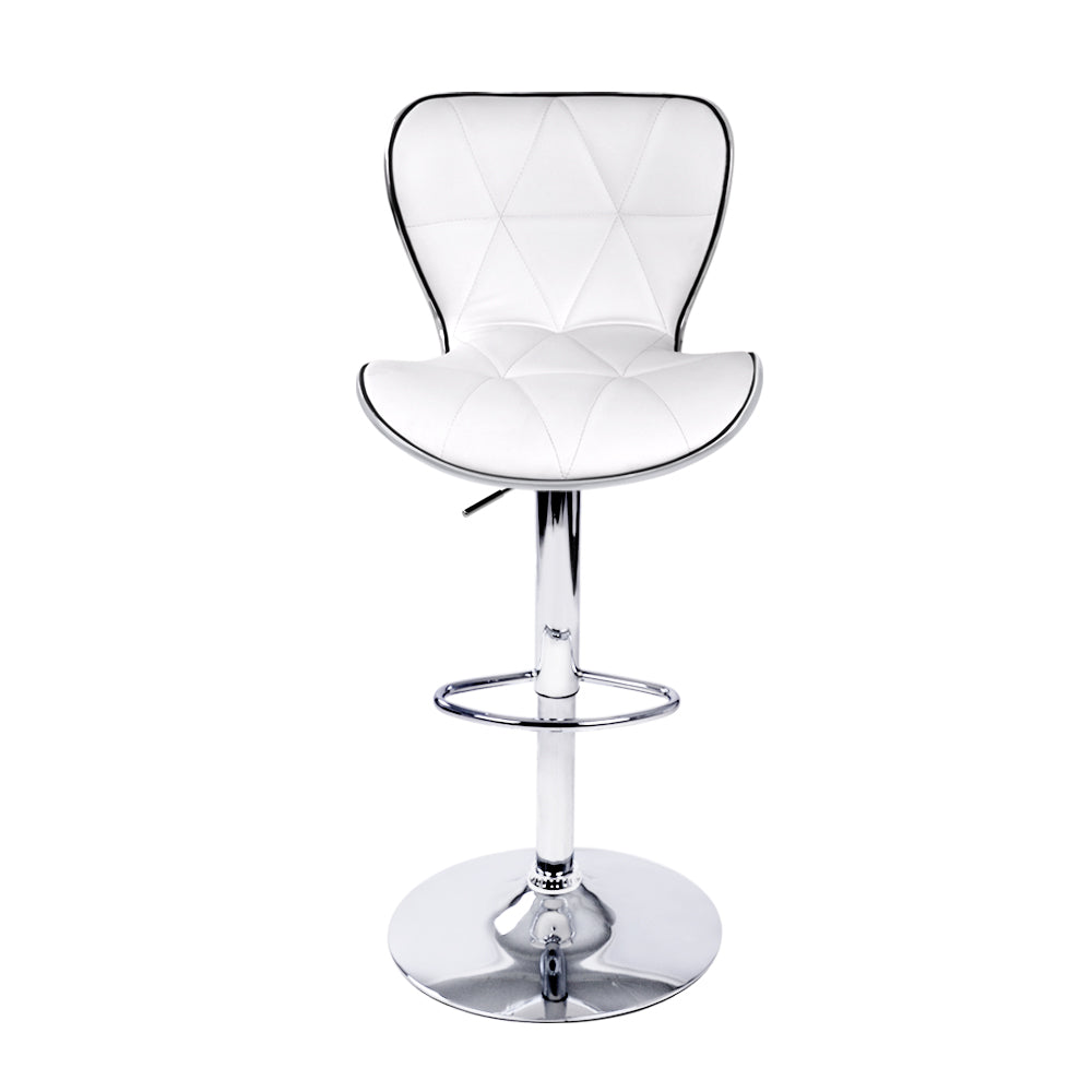 Artiss 2x Bar Stools Gas Lift Leather Seat White-2