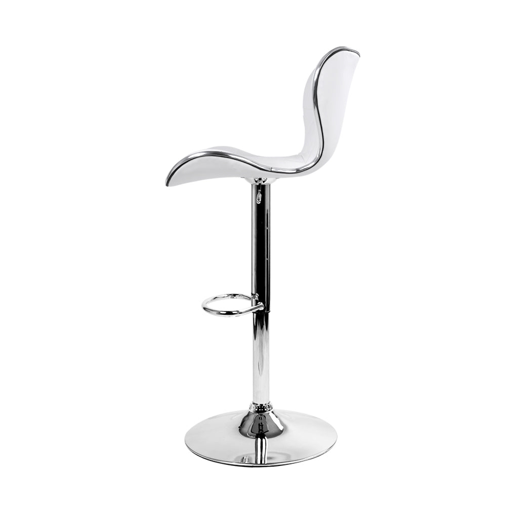 Artiss 2x Bar Stools Gas Lift Leather Seat White-3