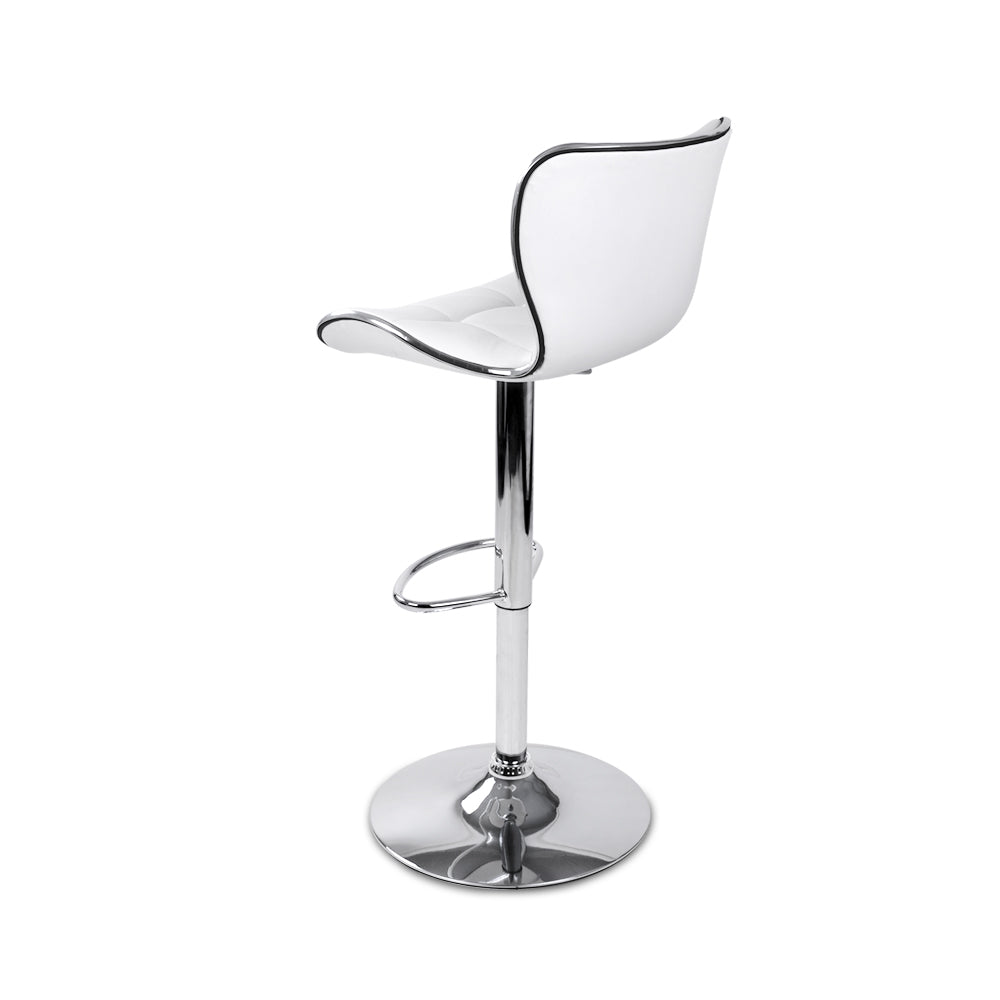 Artiss 2x Bar Stools Gas Lift Leather Seat White-6