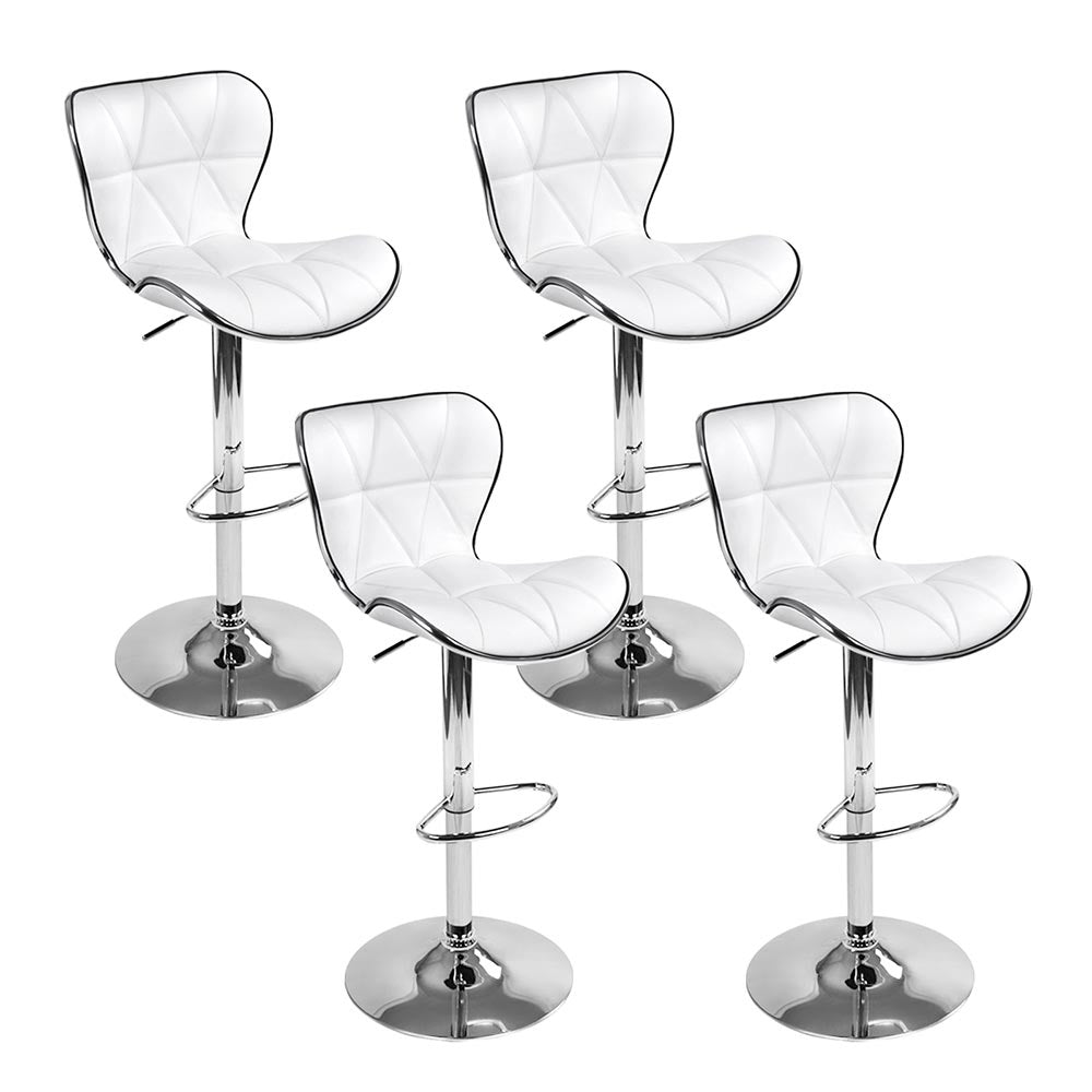 Artiss 4x Bar Stools Gas Lift Leather Seat White-0