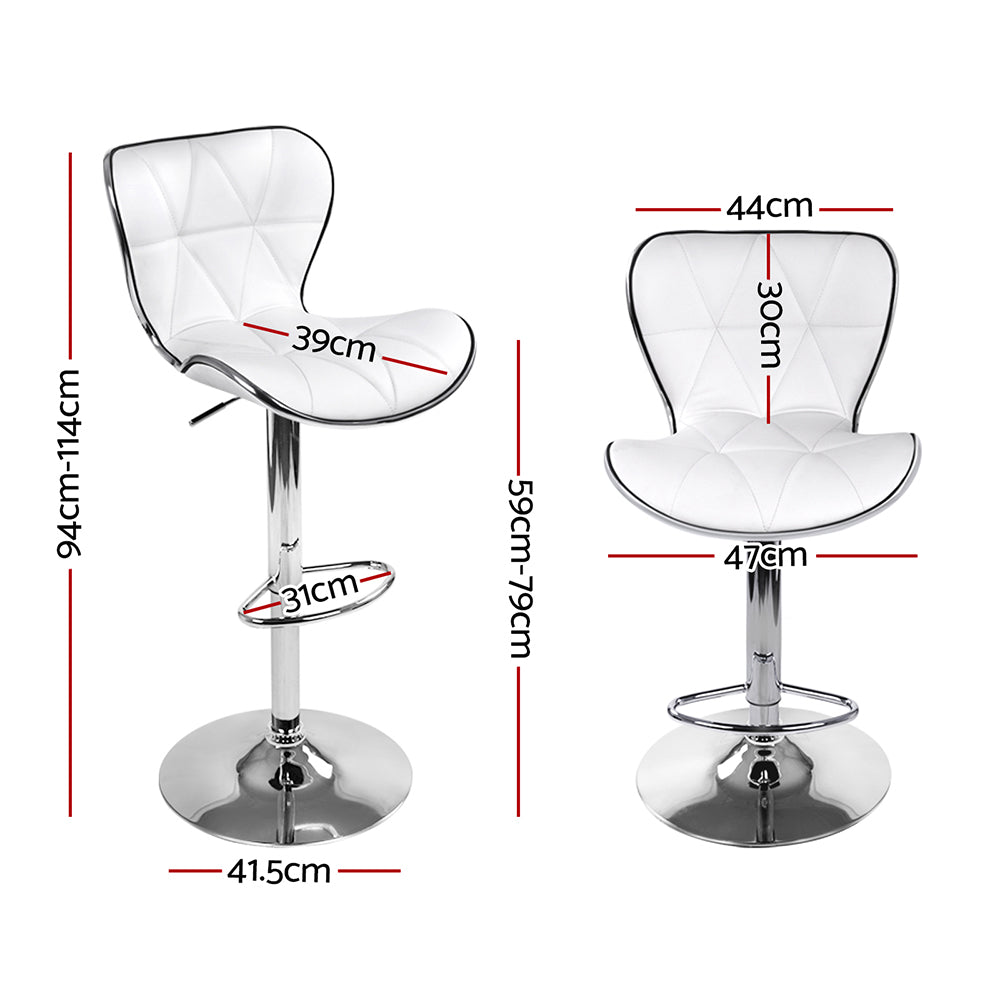 Artiss 4x Bar Stools Gas Lift Leather Seat White-1