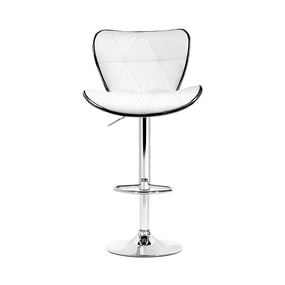 Artiss 4x Bar Stools Gas Lift Leather Seat White-2