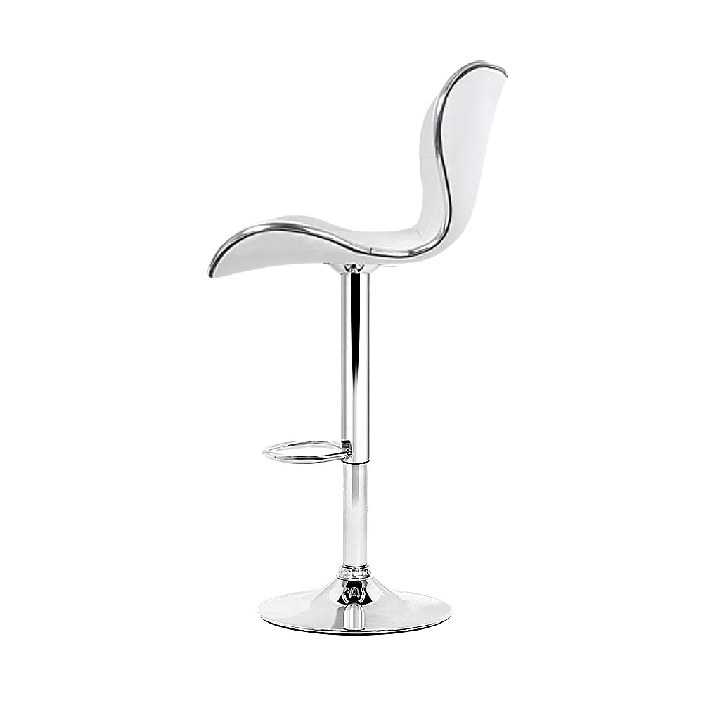 Artiss 4x Bar Stools Gas Lift Leather Seat White-3