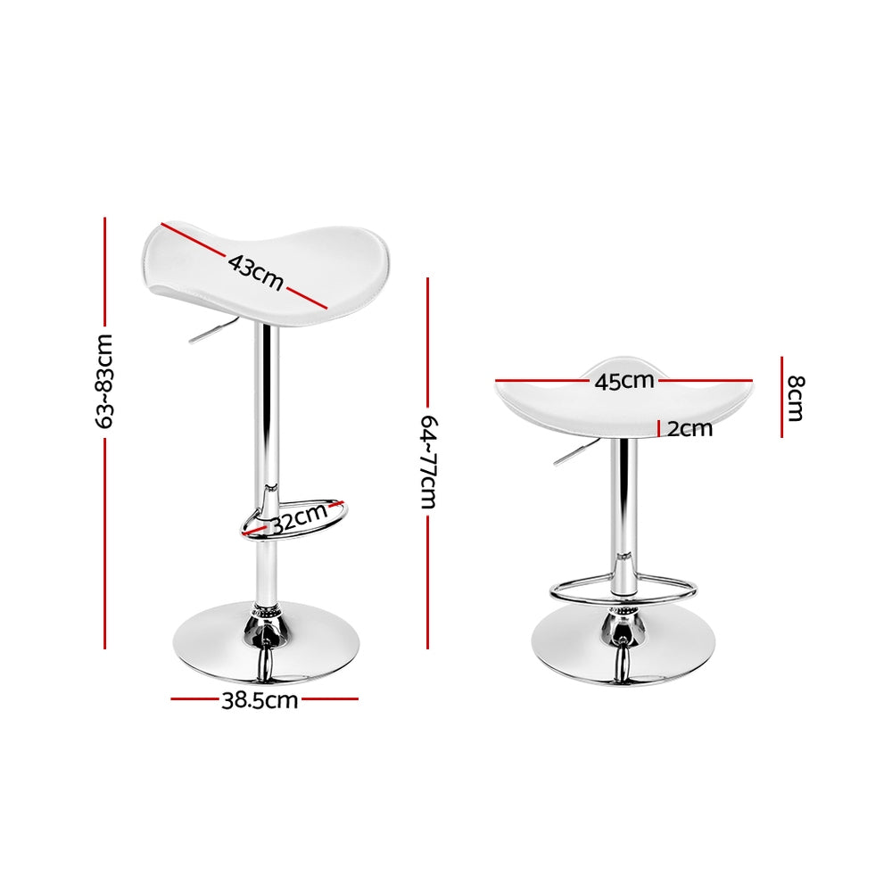 Artiss 2x Bar Stools Leather Gas Lift Chair White-1