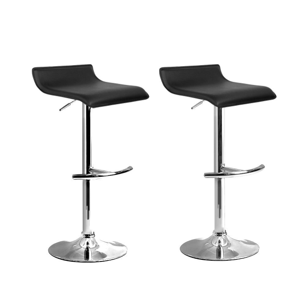 Artiss 2x Bar Stools Adjustable Gas Lift Chairs Black-0