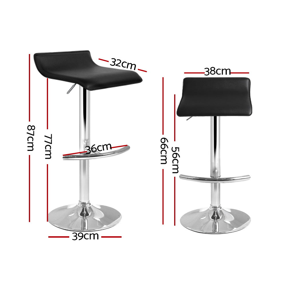 Artiss 2x Bar Stools Adjustable Gas Lift Chairs Black-1