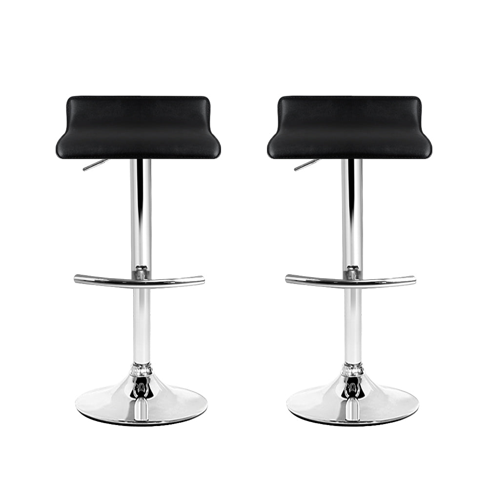 Artiss 2x Bar Stools Adjustable Gas Lift Chairs Black-2