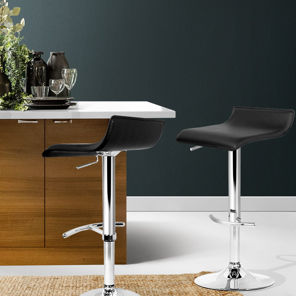 Artiss 2x Bar Stools Adjustable Gas Lift Chairs Black-6