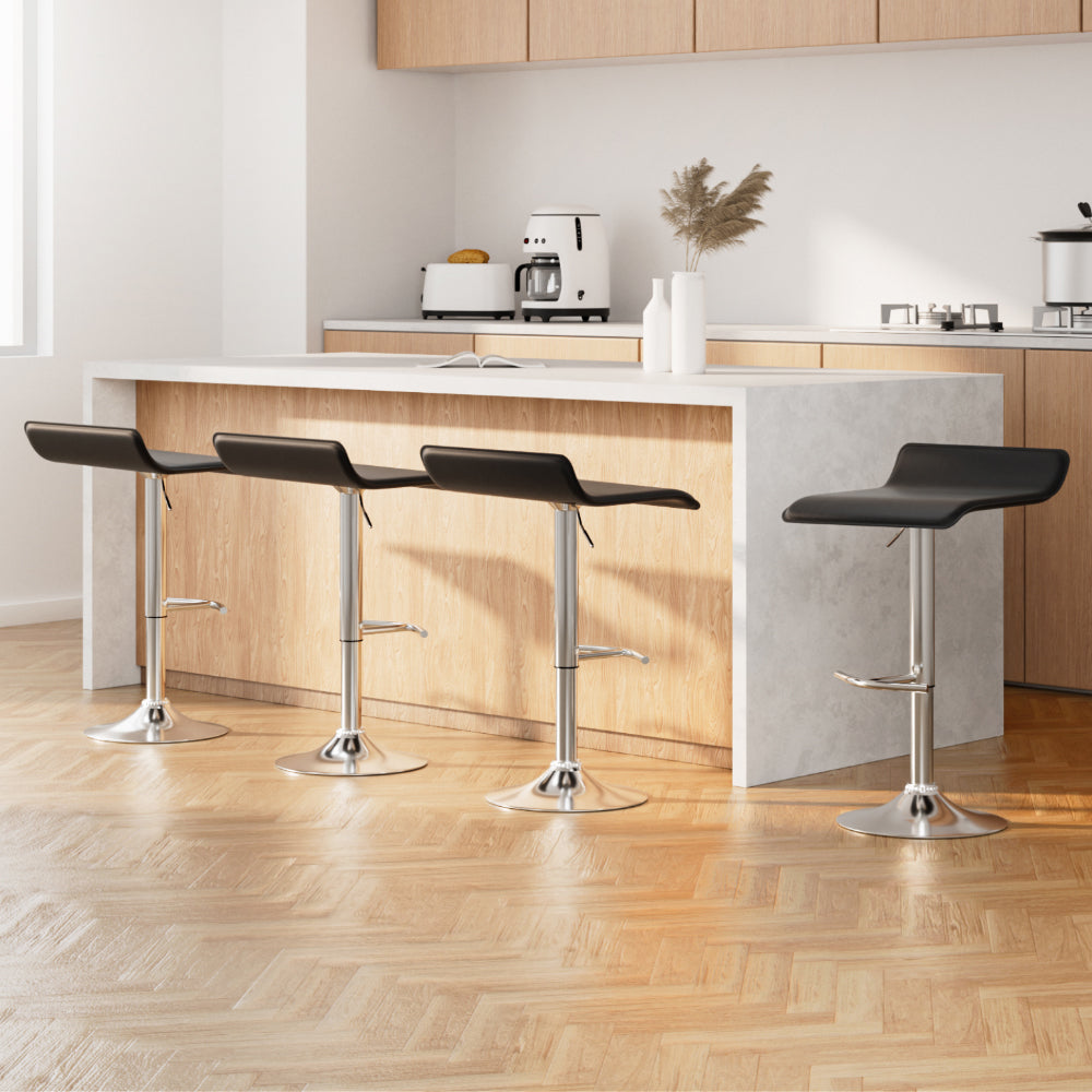 Artiss 4x Bar Stools Adjustable Gas Lift Chairs Black-0