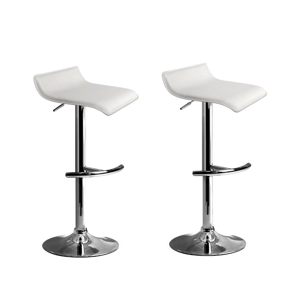 Artiss 2x Bar Stools Adjustable Gas Lift Chairs White-0