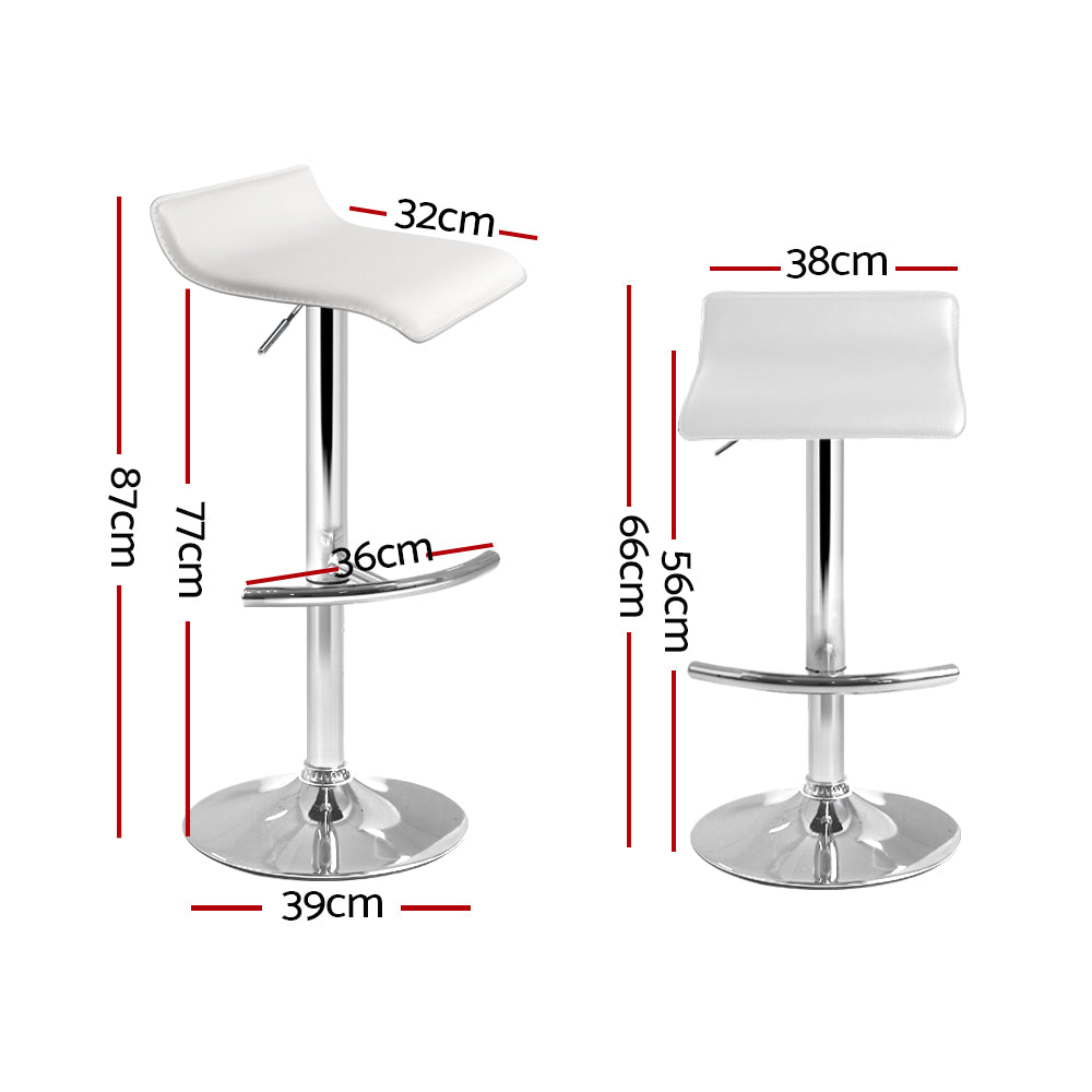 Artiss 2x Bar Stools Adjustable Gas Lift Chairs White-1