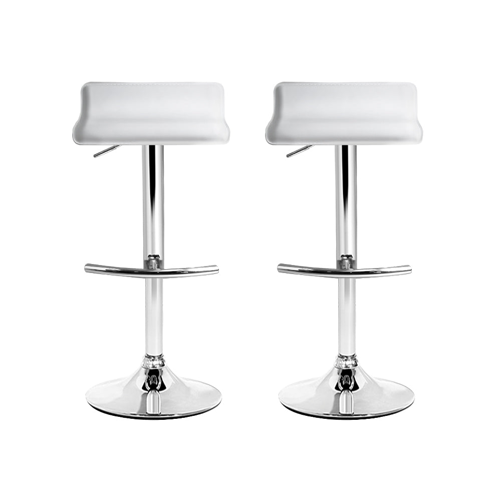 Artiss 2x Bar Stools Adjustable Gas Lift Chairs White-2