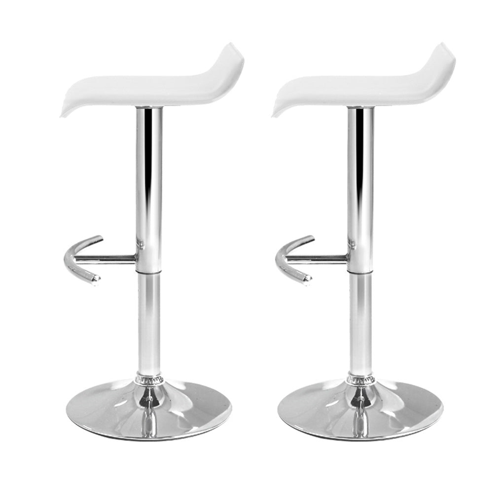 Artiss 2x Bar Stools Adjustable Gas Lift Chairs White-3