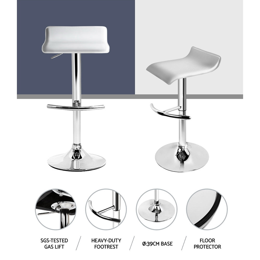 Artiss 2x Bar Stools Adjustable Gas Lift Chairs White-4