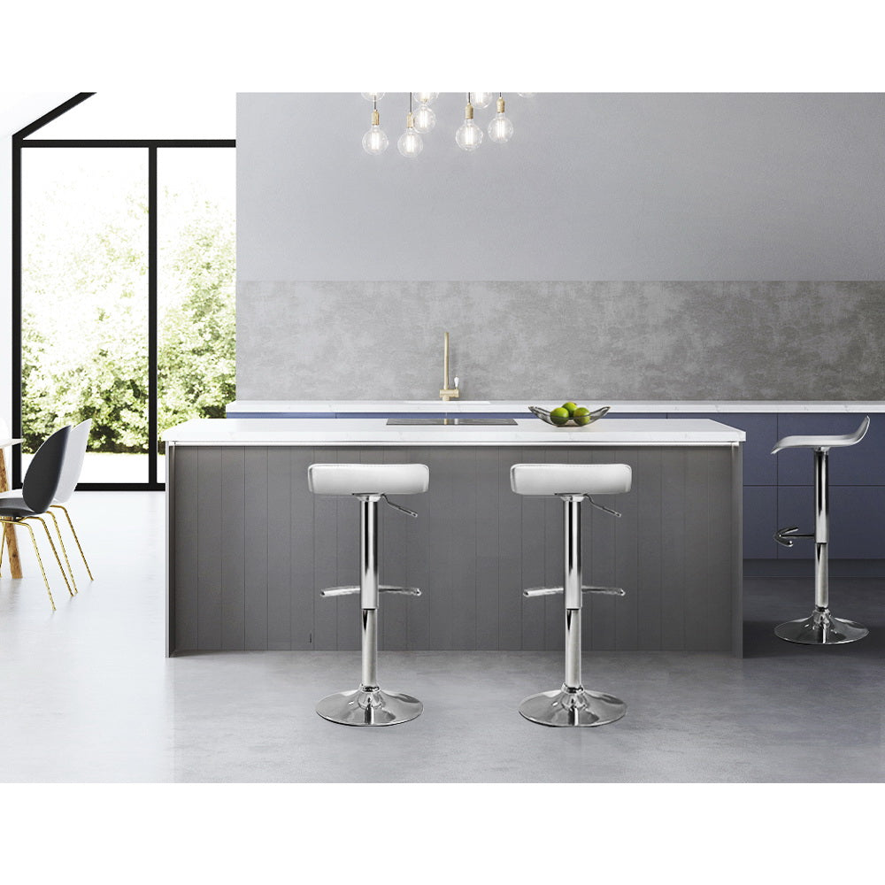 Artiss 2x Bar Stools Adjustable Gas Lift Chairs White-5