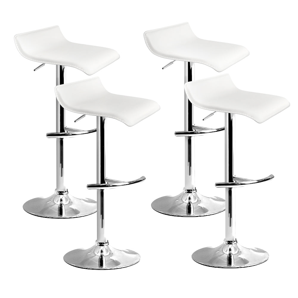 Artiss 4x Bar Stools Adjustable Gas Lift Chairs White-0