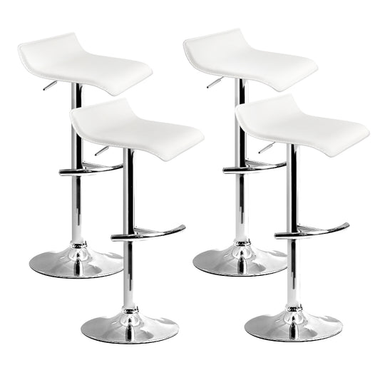 Artiss 4x Bar Stools Adjustable Gas Lift Chairs White-0