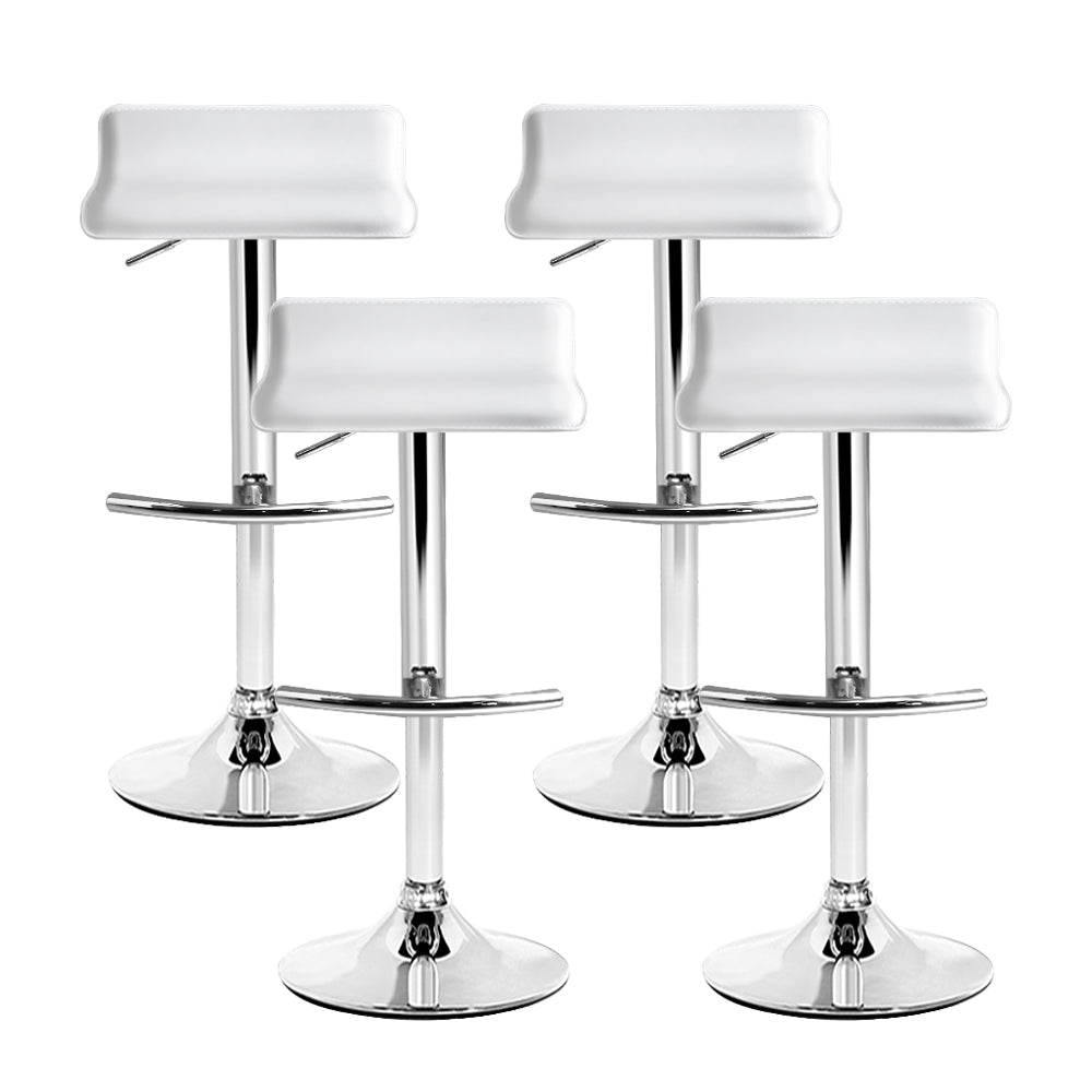 Artiss 4x Bar Stools Adjustable Gas Lift Chairs White-2