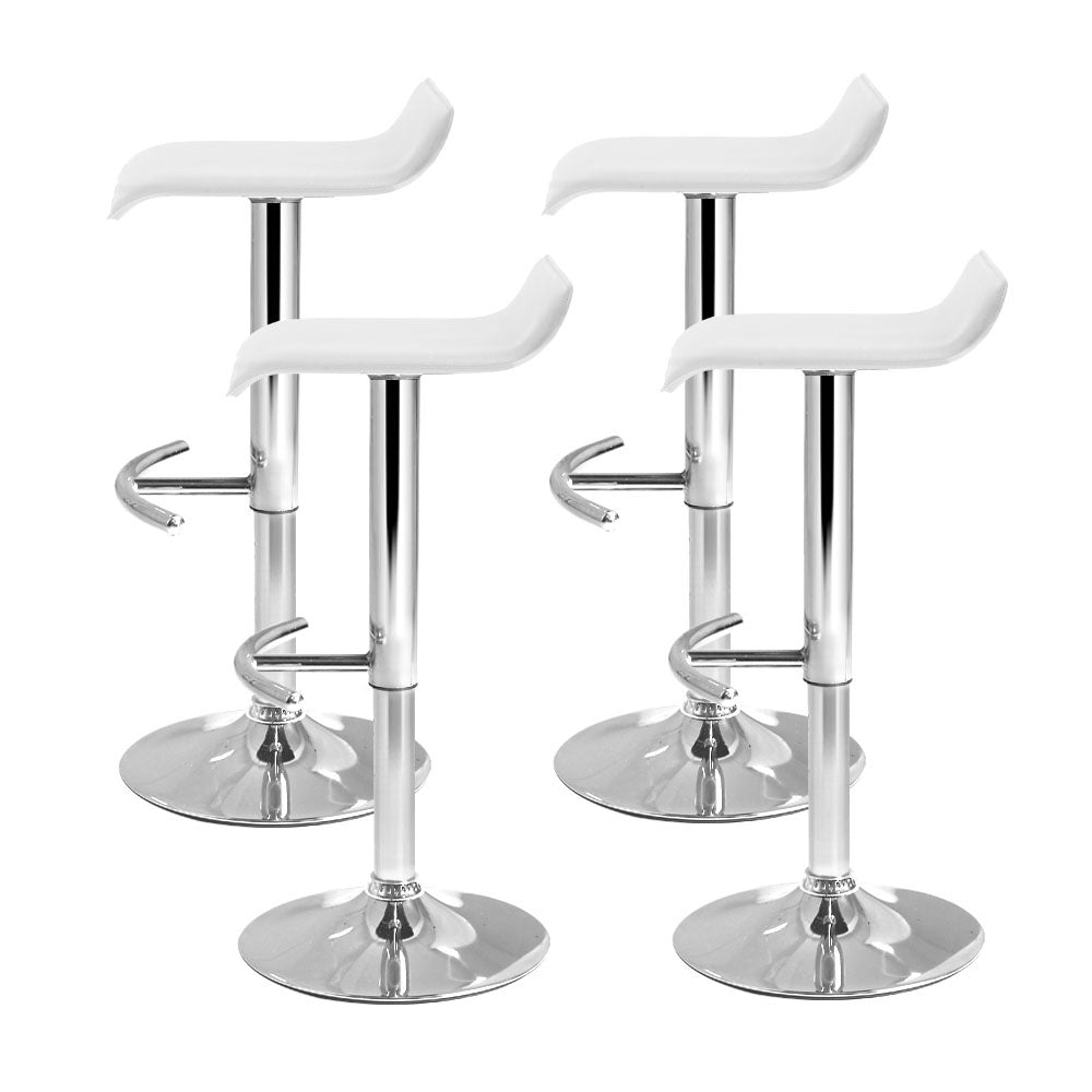 Artiss 4x Bar Stools Adjustable Gas Lift Chairs White-3