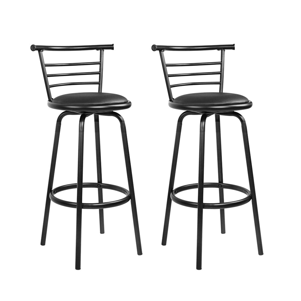 Artiss 2x Bar Stools Swivel Leather Padded Metal-0