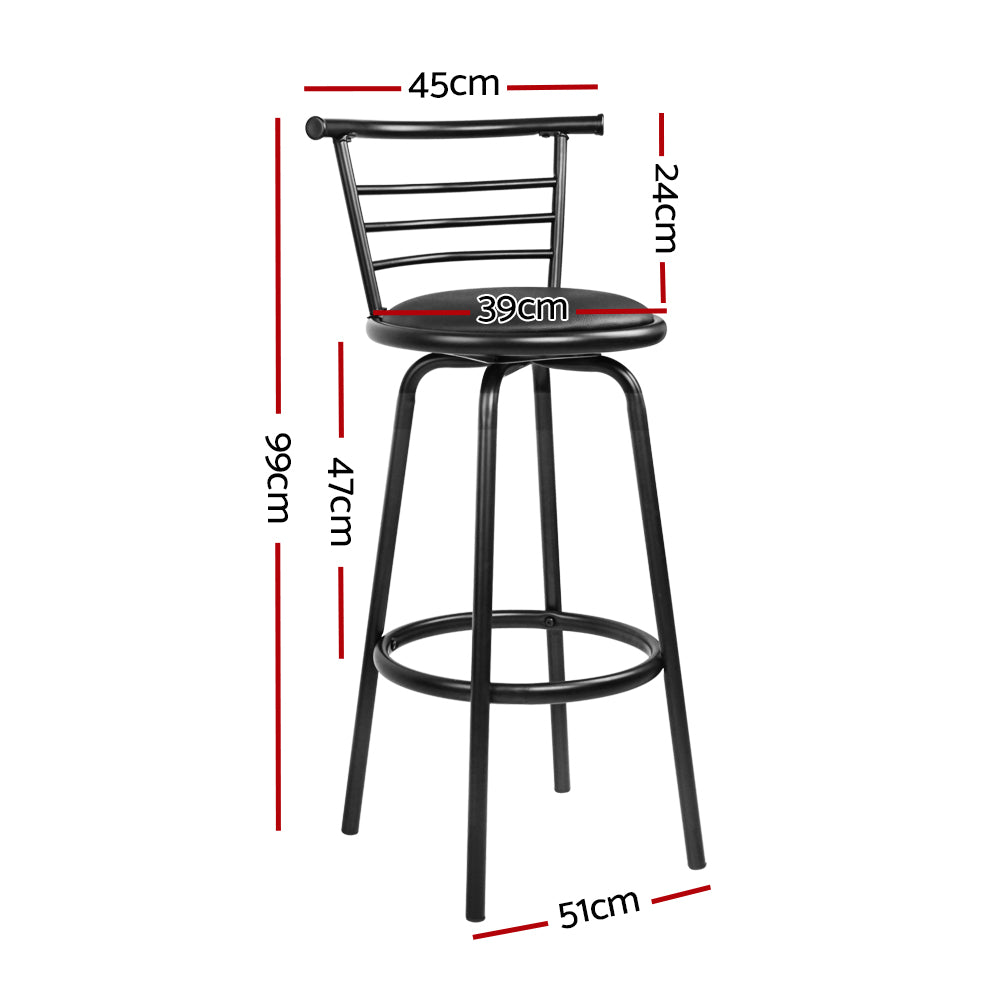 Artiss 2x Bar Stools Swivel Leather Padded Metal-1