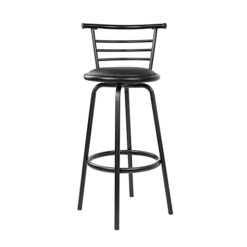 Artiss 2x Bar Stools Swivel Leather Padded Metal-2