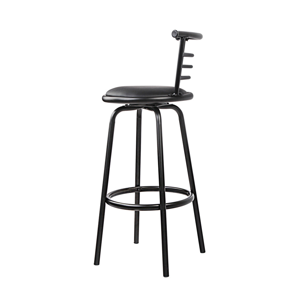 Artiss 2x Bar Stools Swivel Leather Padded Metal-3