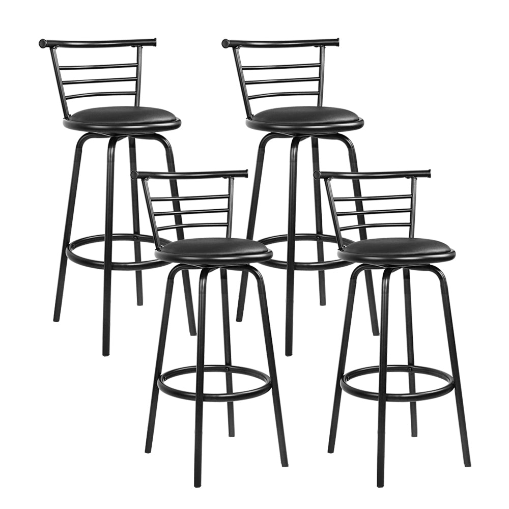 Artiss 4x Bar Stools Swivel Leather Padded Metal-0