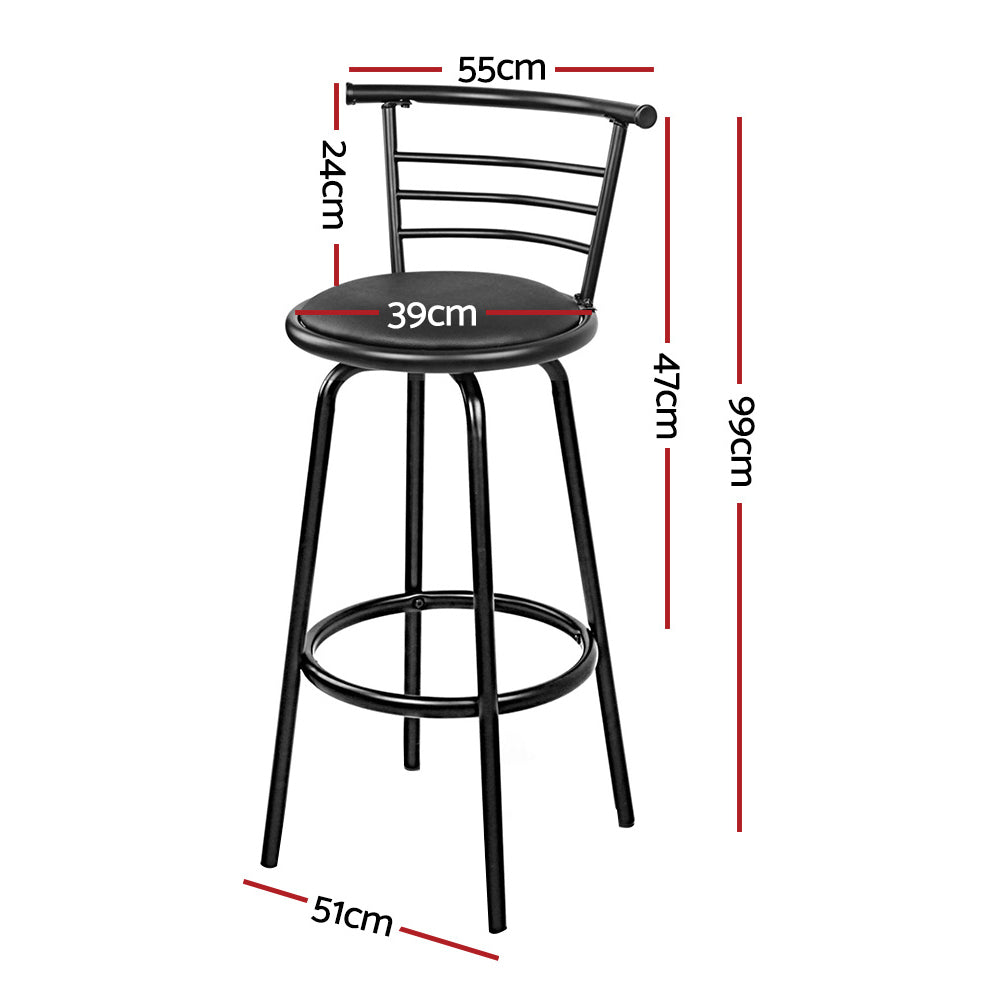 Artiss 4x Bar Stools Swivel Leather Padded Metal-1