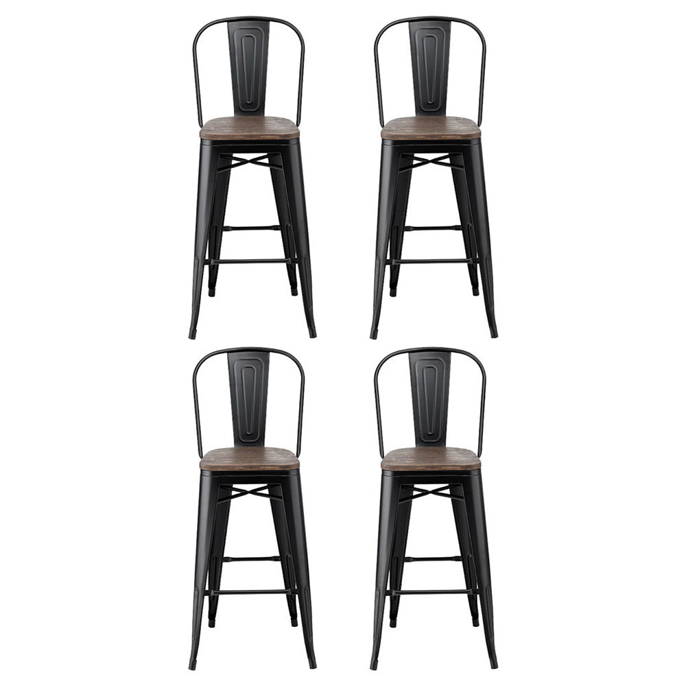 4x Artiss Metal Bar Stools Wooden Seat Retro Counter Stool-2