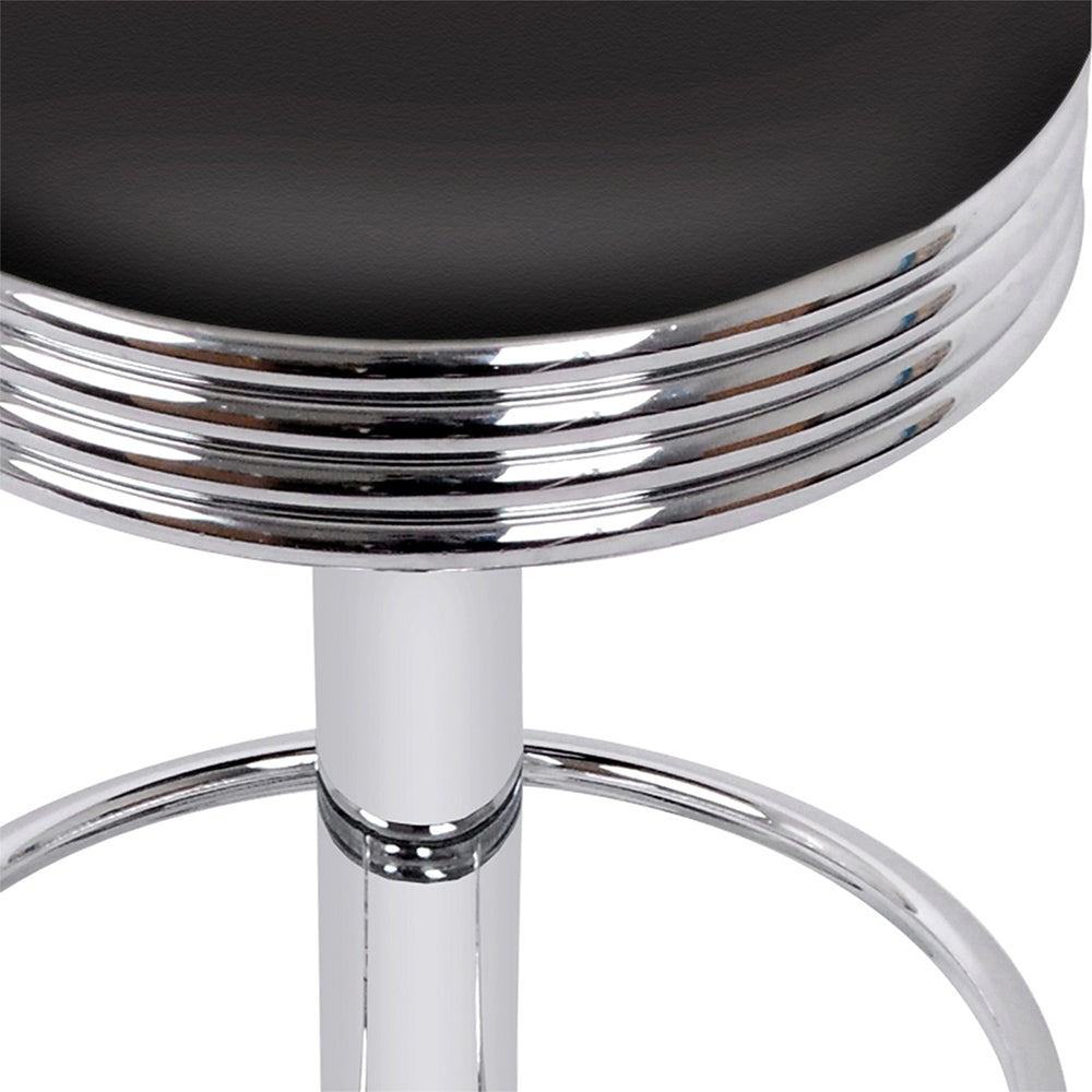 Artiss Set of 2 Backless PU Leather Bar Stools - Black and Chrome-2