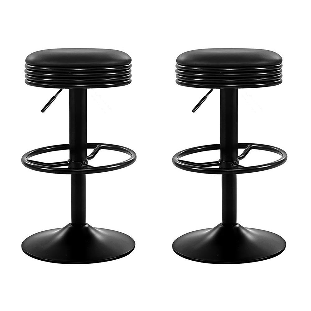 Artiss 2x Bar Stools Leather Padded Gas Lift Black-0