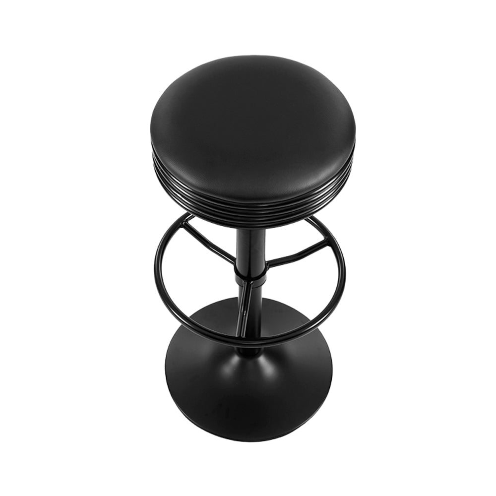 Artiss 2x Bar Stools Leather Padded Gas Lift Black-2