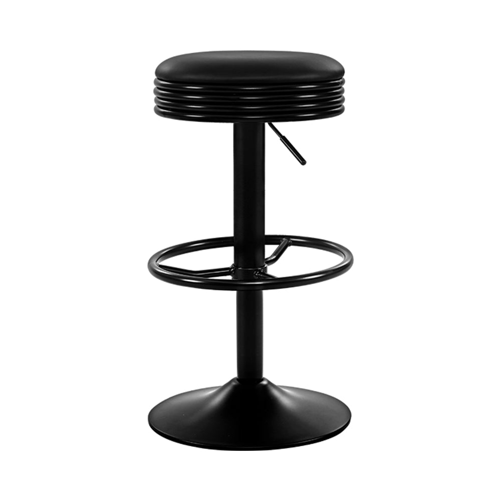 Artiss 2x Bar Stools Leather Padded Gas Lift Black-3