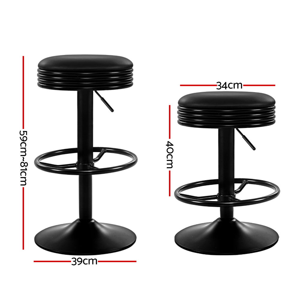 Artiss 4x Bar Stools Leather Padded Gas Lift Black-1