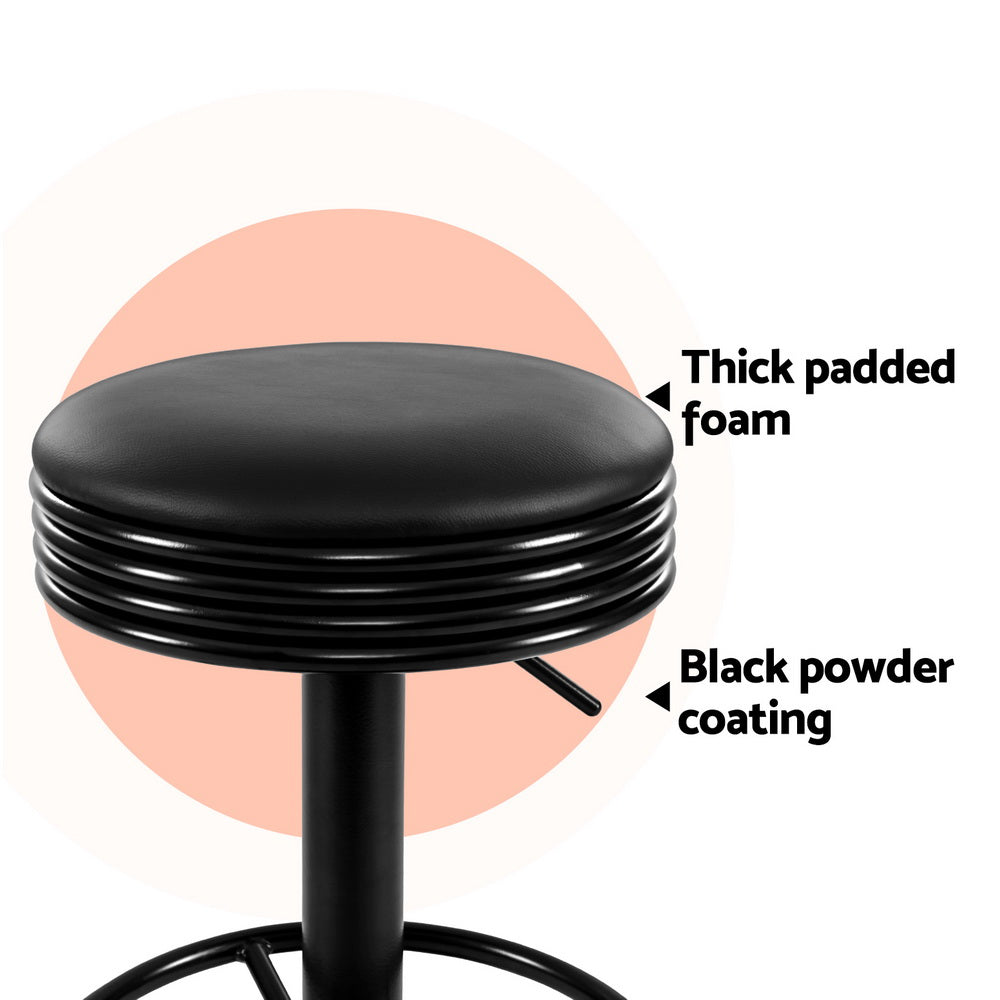 Artiss 4x Bar Stools Leather Padded Gas Lift Black-4