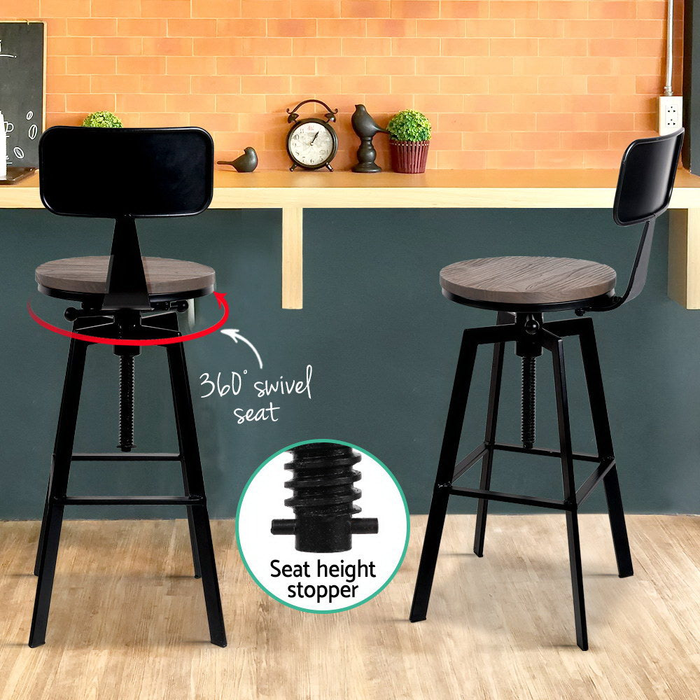 Artiss Bar Stools Kitchen Counter Chairs Vintage Metal Chairs-5