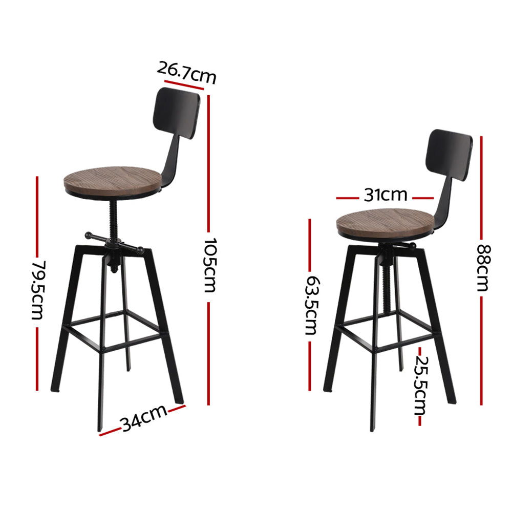 Artiss Bar Stools Kitchen Counter Chairs Vintage Metal Chairs x2-1