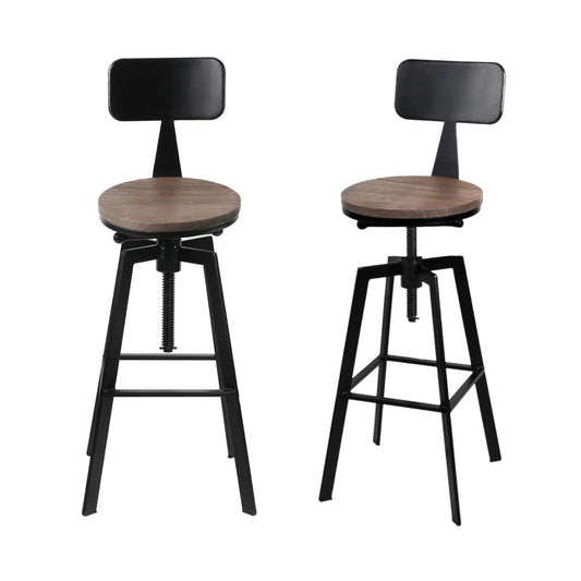 Artiss 4x Bar Stools Kitchen Dining Chairs Adjustable Wood Stool w/Backrest-0