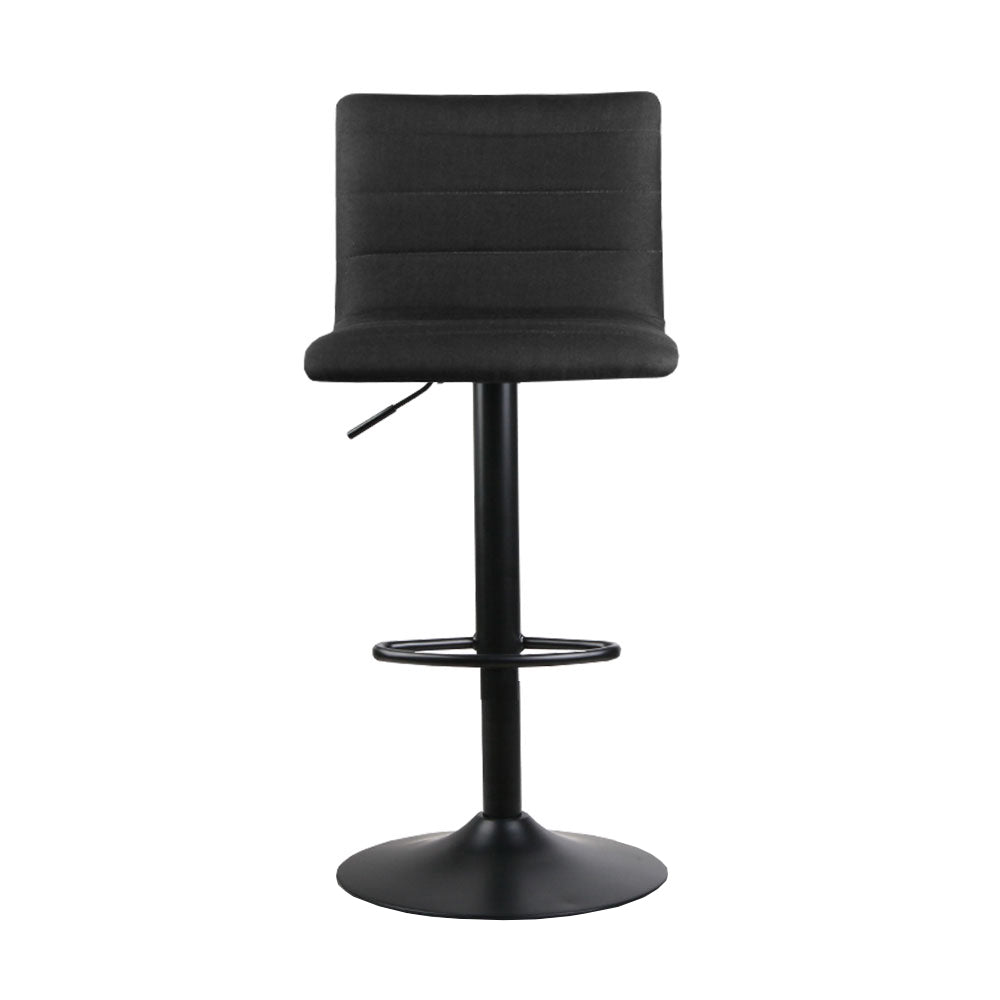 Artiss 2x Bar Stools Gas Lift Linen Fabric Black-2